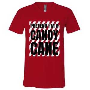 Pretend Im A Candy Cane Adult Women Costume V-Neck T-Shirt