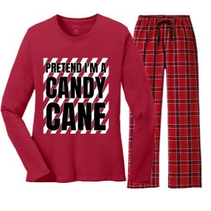 Pretend Im A Candy Cane Adult Women Costume Women's Long Sleeve Flannel Pajama Set 