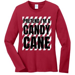 Pretend Im A Candy Cane Adult Women Costume Ladies Long Sleeve Shirt