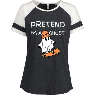 Pretend IM A Ghost Funny Lazy Halloween Costume Party Meaningful Gift Enza Ladies Jersey Colorblock Tee