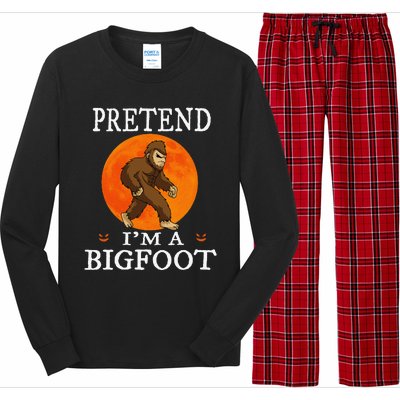 Pretend Im A Bigfoot Funny Cartoon Halloween Costume Long Sleeve Pajama Set