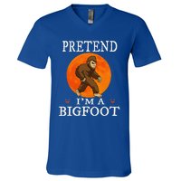 Pretend Im A Bigfoot Funny Cartoon Halloween Costume V-Neck T-Shirt