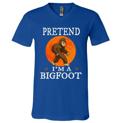 Pretend Im A Bigfoot Funny Cartoon Halloween Costume V-Neck T-Shirt