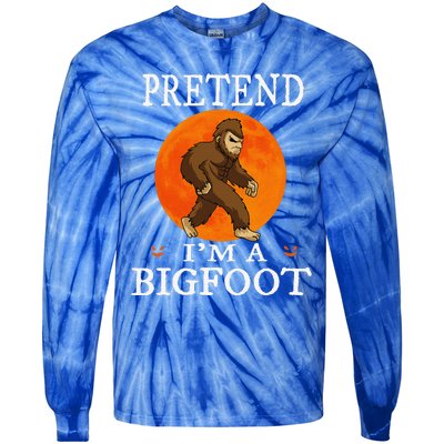 Pretend Im A Bigfoot Funny Cartoon Halloween Costume Tie-Dye Long Sleeve Shirt