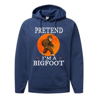 Pretend Im A Bigfoot Funny Cartoon Halloween Costume Performance Fleece Hoodie