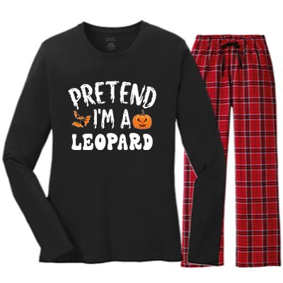 Pretend Im A Leopard Halloween Costume Women Party Women's Long Sleeve Flannel Pajama Set 