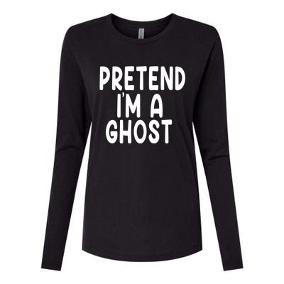 Pretend IM A Ghost Funny Lazy Halloween Costume Funny Gift Womens Cotton Relaxed Long Sleeve T-Shirt