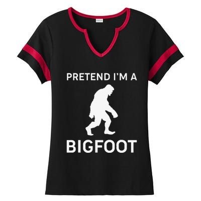 Pretend Im A Bigfoot Funny Halloween Outfit Costume Ladies Halftime Notch Neck Tee