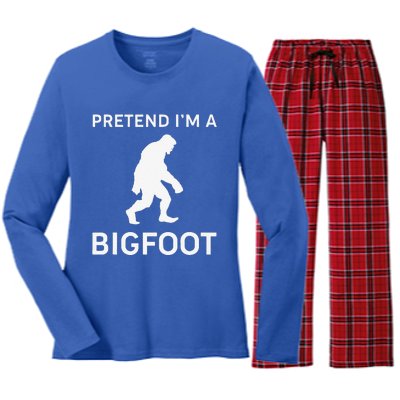 Pretend Im A Bigfoot Funny Halloween Outfit Costume Women's Long Sleeve Flannel Pajama Set 