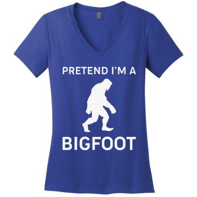 Pretend Im A Bigfoot Funny Halloween Outfit Costume Women's V-Neck T-Shirt