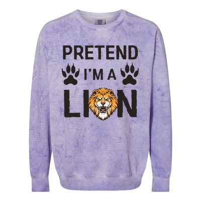 Pretend IM A Lion Funny Lazy Easy Diy Halloween Costume Colorblast Crewneck Sweatshirt