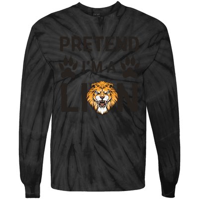 Pretend IM A Lion Funny Lazy Easy Diy Halloween Costume Tie-Dye Long Sleeve Shirt