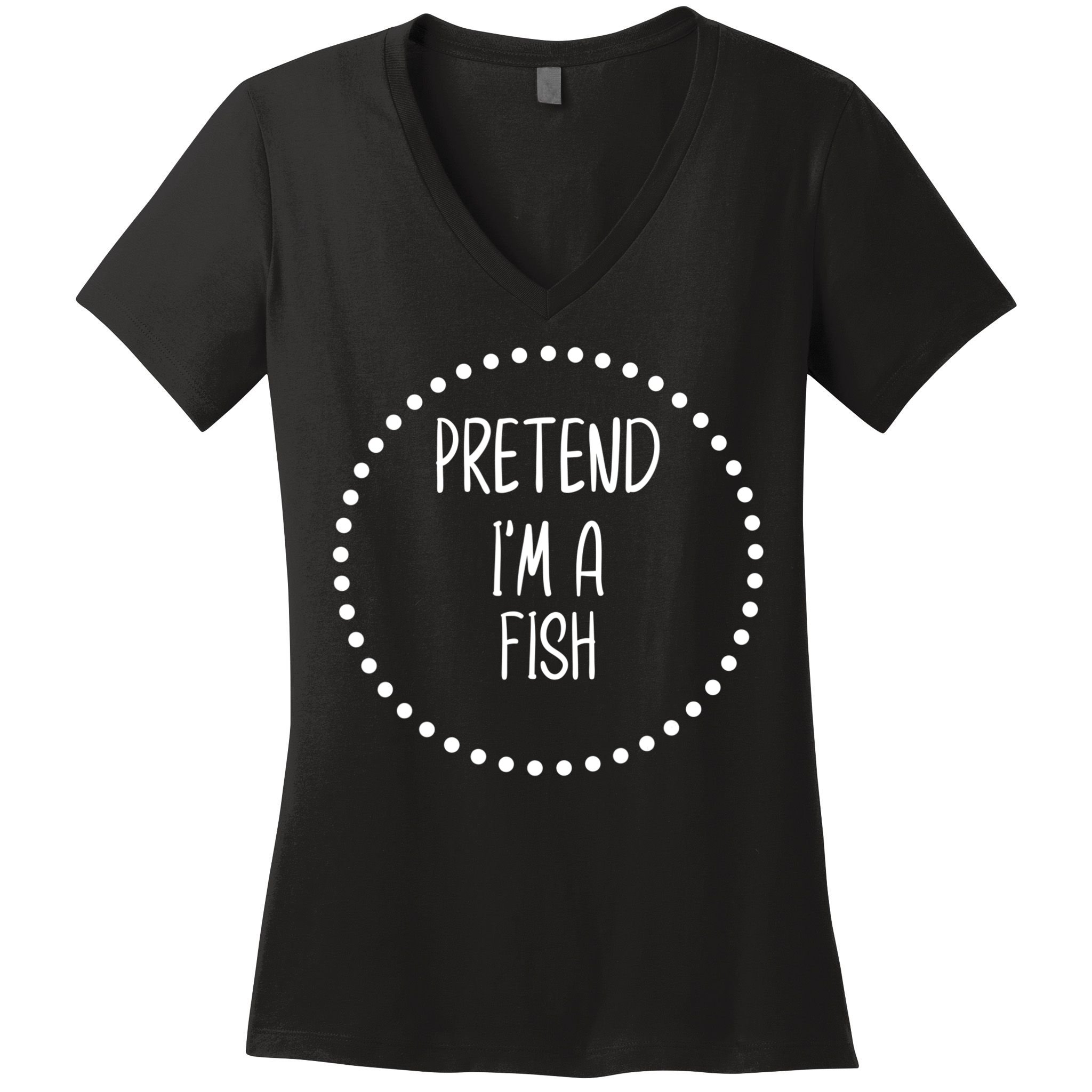 Pretend I'm A Fish Lazy Halloween Costume Women's V-Neck T-Shirt