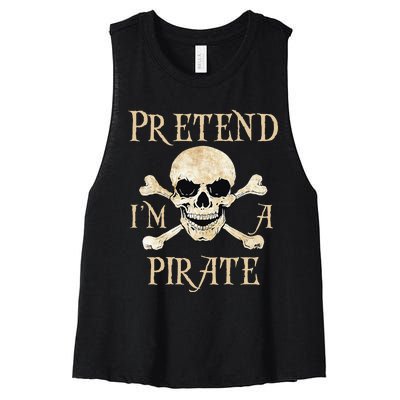 Pretend Im A Pirate Skull Crossbones Easy Funny Halloween Women's Racerback Cropped Tank