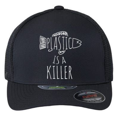 Plastic Is A Killer Sea Nature Gift Idea Design Gift Flexfit Unipanel Trucker Cap