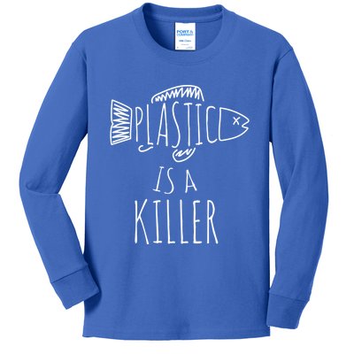 Plastic Is A Killer Sea Nature Gift Idea Design Gift Kids Long Sleeve Shirt