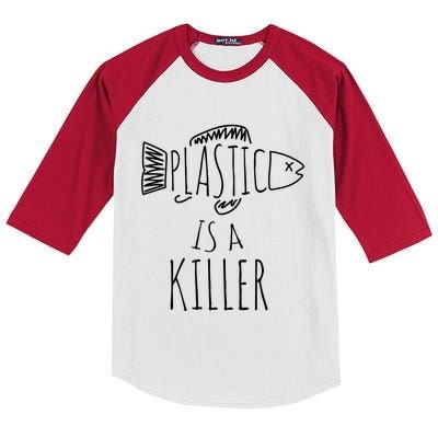 Plastic Is A Killer Sea Nature Gift Idea Design Gift Kids Colorblock Raglan Jersey