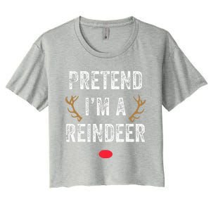 Pretend I'm A Reindeer Funny Lazy Christmas Costume Women's Crop Top Tee