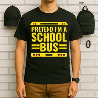 Pretend I'm A School Bus Funny Lazy Halloween Costume T-Shirt
