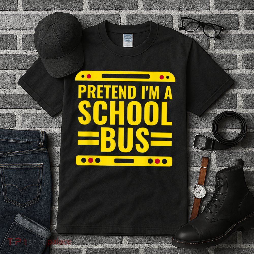 Pretend I'm A School Bus Funny Lazy Halloween Costume Tall T-Shirt