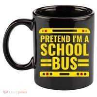 Pretend I'm A School Bus Funny Lazy Halloween Costume 11oz C Handle Ceramic Mug
