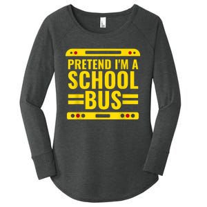 Pretend I'm A School Bus Funny Lazy Halloween Costume Women's Perfect Tri Tunic Long Sleeve Shirt