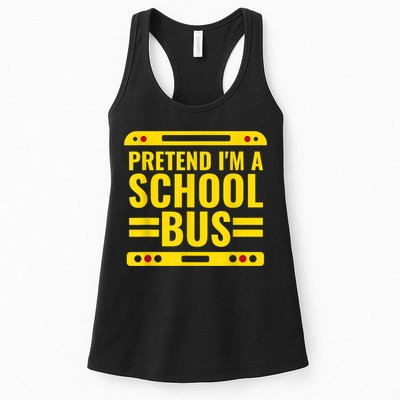 Pretend I'm A School Bus Funny Lazy Halloween Costume Womens Tank Top
