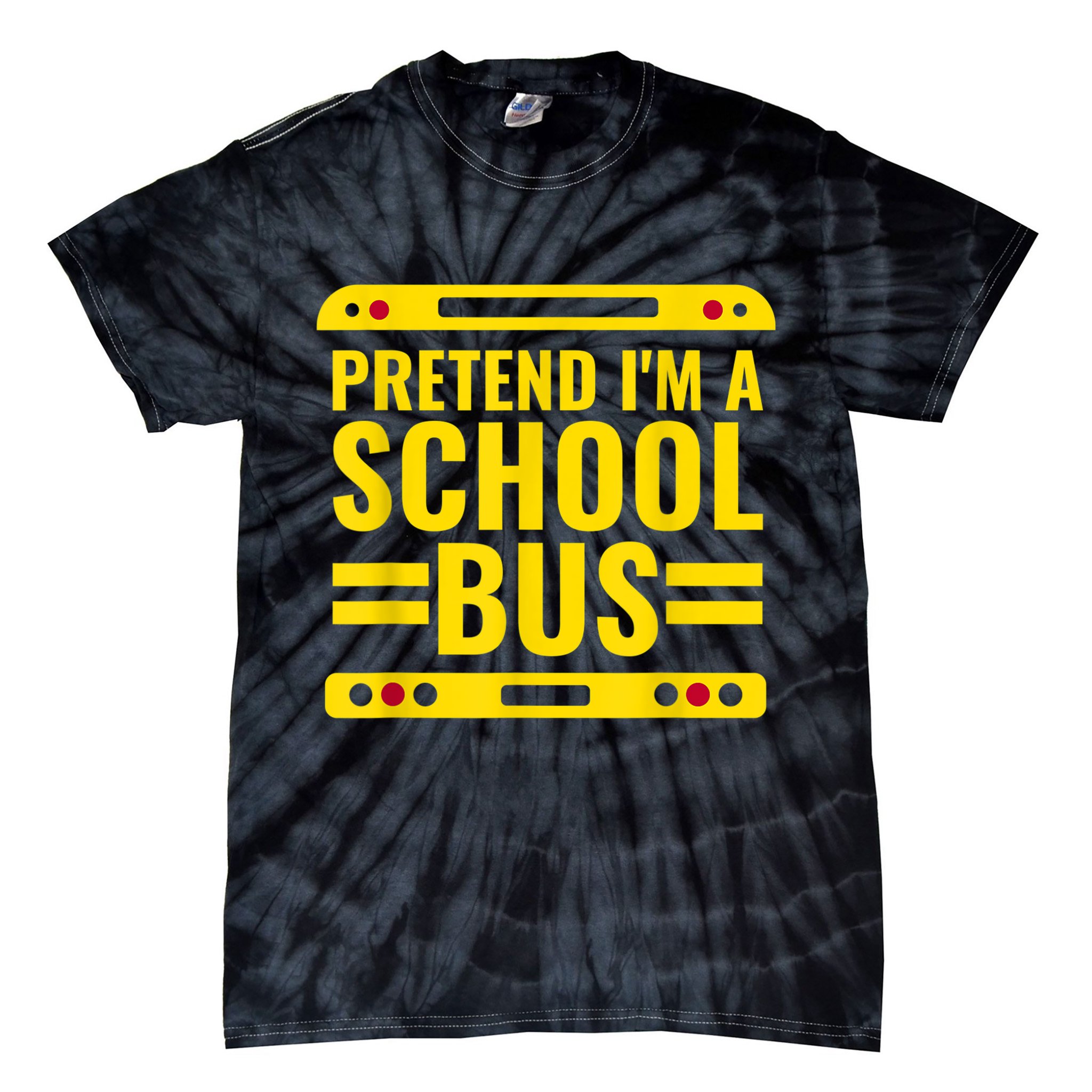 Pretend I'm A School Bus Funny Lazy Halloween Costume Tie-Dye T-Shirt