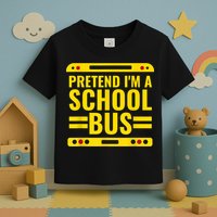 Pretend I'm A School Bus Funny Lazy Halloween Costume Toddler T-Shirt