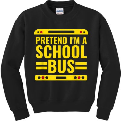 Pretend I'm A School Bus Funny Lazy Halloween Costume Kids Sweatshirt
