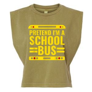 Pretend I'm A School Bus Funny Lazy Halloween Costume Garment-Dyed Women's Muscle Tee