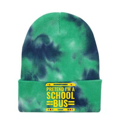 Pretend I'm A School Bus Funny Lazy Halloween Costume Tie Dye 12in Knit Beanie