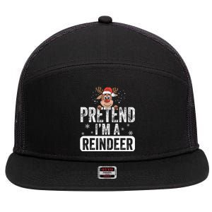 pretend I'm a reindeer Funny Reindeer Costume Christmas Xmas 7 Panel Mesh Trucker Snapback Hat