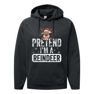 pretend I'm a reindeer Funny Reindeer Costume Christmas Xmas Performance Fleece Hoodie