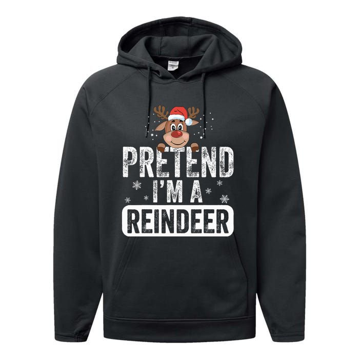 pretend I'm a reindeer Funny Reindeer Costume Christmas Xmas Performance Fleece Hoodie