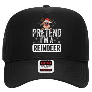 pretend I'm a reindeer Funny Reindeer Costume Christmas Xmas High Crown Mesh Back Trucker Hat