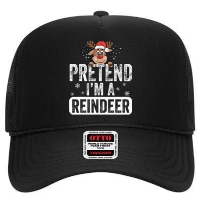 pretend I'm a reindeer Funny Reindeer Costume Christmas Xmas High Crown Mesh Back Trucker Hat