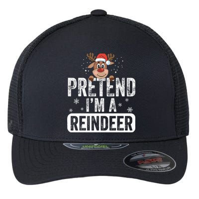 pretend I'm a reindeer Funny Reindeer Costume Christmas Xmas Flexfit Unipanel Trucker Cap