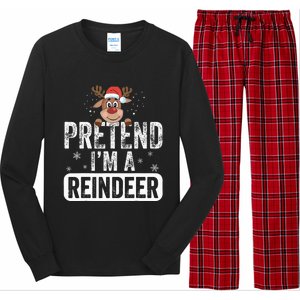 pretend I'm a reindeer Funny Reindeer Costume Christmas Xmas Long Sleeve Pajama Set