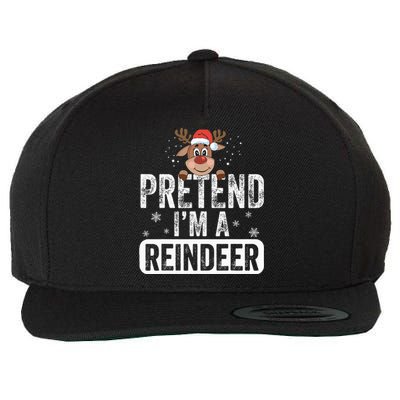 pretend I'm a reindeer Funny Reindeer Costume Christmas Xmas Wool Snapback Cap