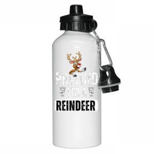 pretend im a reindeer Easy Christmas Costume  Aluminum Water Bottle