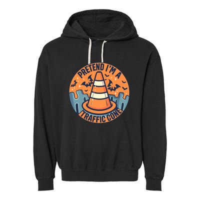 PRETEND IM A TRAFFIC CONE Halloween Costume Garment-Dyed Fleece Hoodie