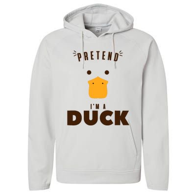 Pretend IM A Duck Funny Halloween Costume Matching Group Performance Fleece Hoodie