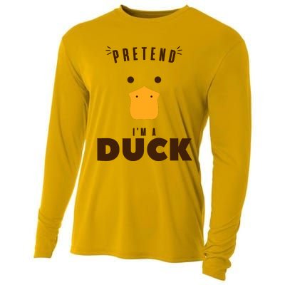 Pretend IM A Duck Funny Halloween Costume Matching Group Cooling Performance Long Sleeve Crew