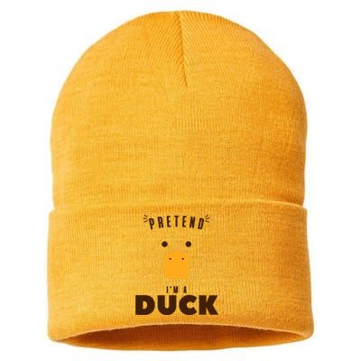 Pretend IM A Duck Funny Halloween Costume Matching Group Sustainable Knit Beanie