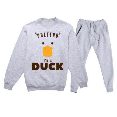 Pretend IM A Duck Funny Halloween Costume Matching Group Premium Crewneck Sweatsuit Set