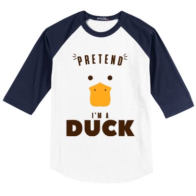 Pretend IM A Duck Funny Halloween Costume Matching Group Baseball Sleeve Shirt