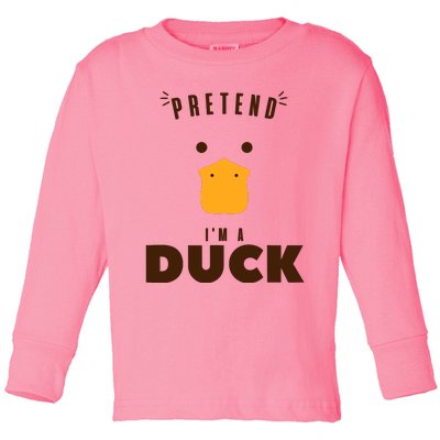 Pretend IM A Duck Funny Halloween Costume Matching Group Toddler Long Sleeve Shirt