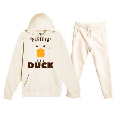 Pretend IM A Duck Funny Halloween Costume Matching Group Premium Hooded Sweatsuit Set