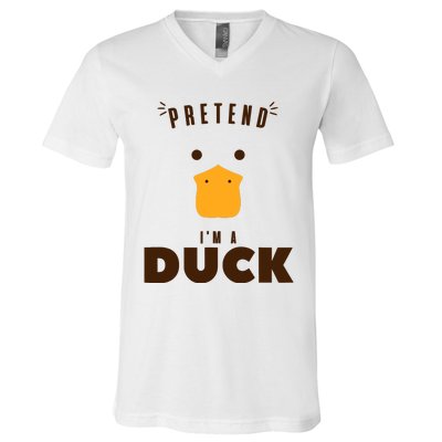 Pretend IM A Duck Funny Halloween Costume Matching Group V-Neck T-Shirt